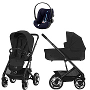 Коляска Cybex Talos S Lux BLK complete Cloud G Ocean Blue Plus 3 в 1 Moon Black с дождевиками