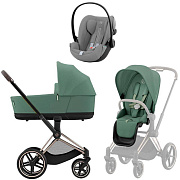 Коляска Cybex Priam IV Rosegold complete и автокресло Cloud G i-Size Stone Grey Plus 3 в 1 Leaf Green