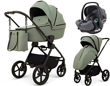 Детская коляска Rant Teo Soft 3 в 1 с автокреслом Evomax Grey Olive