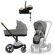 Коляска Cybex Priam IV Chrome Brown complete Cloud G3 Almond Beige Base G3 4 в 1 Mirage Grey
