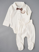 Боди и ползунки Little Star Герб интерлок 72210 мишка, крем 56