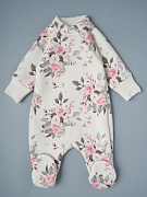 Комбинезон Little Star Цветы на креме со стойкой футер c начёсом 0214 (ЧЗ-мз) кремовый 68
