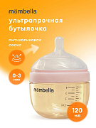 Антиколиковая бутылочка Mombella Wide Neck, широкая, 120 мл, пластиковая розовая