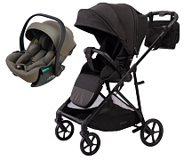Прогулочная коляска Peppy Amici с автокреслом Jet Brown Black рама Black