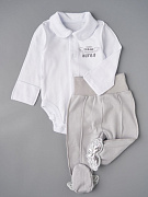 Боди и ползунки Little Star Наш маленький Ангел интерлок 72212 белый/серый 62