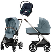 Коляска Cybex Talos S Lux TPE complete Aton S2 Ocean Blue 3 в 1 Stormy Blue с дождевиками