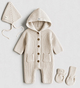 Комплект Mimibaby 3в1 с капюшоном (хлопок) молочный 56