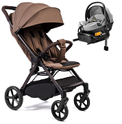 Прогулочная коляска Peppy Vigo с автокреслом Welldon Crown 2 Grey и базой Mocca мокко