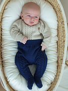 Комплект 2 пр. Little Star Henry джемпер-боди и ползунки вязаные 0035 экрю-т.синий 62