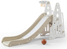 Горка UNIX Kids Rocket 145 см с баскетбольным кольцом Бежевый