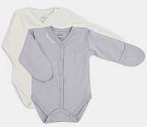 Боди Rant Hugs and Kisses с длинным рукавом 2 шт. 6772 Arctic grey 56