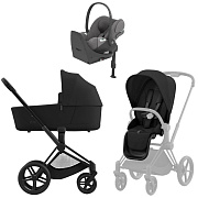 Коляска Cybex Priam IV Matt Black complete Cloud T Mirage Grey Plus Base T 3 в 1 Sepia Black