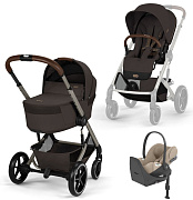 Коляска Cybex Balios S Lux Fold Cot TPE Cloud T Cozy Beige Plus Base T 4 в 1 Chocolate Brown с дождевиками