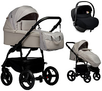 Детская коляска Indigo Impulse Eco 3 в 1 с автокреслом Avionaut Cosmo Ie02 бежевая кожа/бежевый