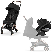 Коляска Cybex Coya Rosegold Frame Cloud T i-Size Sepia Black 2 в 1 Sepia Black с дождевиком и бампером