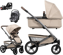 Детская коляска 4 в 1 Joolz Geo5 и автокресло Baby-Safe Core Frost Grey и база Vario Base 5Z Sandy Taupe
