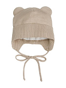 Шапочка вязаная AmaroBaby Pure Love Bear с подкладом ЧЗ песочный 38