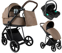 Детская коляска Roan Sol Vintage Leather 2.0 3 в 1 с автокреслом Pituso Santiso Pro Black SL/11/L Camel/Black/руч.Тем.коричневый