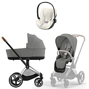 Коляска Cybex Priam IV Chrome Brown complete Cloud T Off White Plus 3 в 1 Mirage Grey