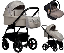 Детская коляска Indigo Impulse Eco 3 в 1 с автокреслом Avionaut Cosmo Beige Ie02 бежевая кожа/бежевый