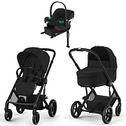 Коляска Cybex Balios S Lux BLK complete Aton B2 Volcano Black Base One 4 в 1 Moon Black с дождевиками
