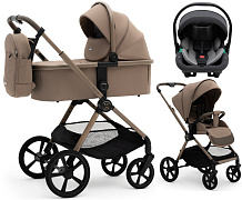 Коляска Agex Life 3 в 1 матовая рама с автокреслом i-Team ATG519 Grey ALB620 Taupe Beige (Бежевый)