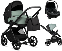 Детская коляска Tutis Mio 3 Plus Essential Кожа 3 в 1 с автокреслом Elo Lux EduSky Black 1502039 Sage