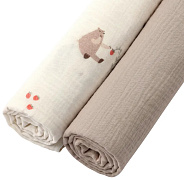 Пелёнки муслиновые Buba Kids, 2 шт, 75х115 см BKMUSSW72 Мишкины лакомства/Миндаль