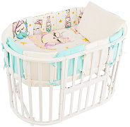 Комплект в детскую кроватку Indigo Малыши 6 предметов бирюзовые совята