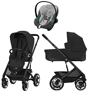 Коляска Cybex Talos S Lux BLK complete Aton S2 Lava Grey 3 в 1 Moon Black с дождевиками