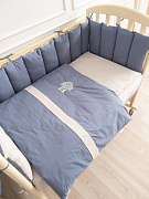 Комплект в детскую кроватку Lappetti Organic baby cotton для прямоугольной кроватки 6 предметов синий