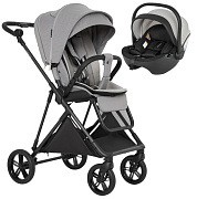 Детская прогулочная коляска Pituso Carbon RX c автокреслом Baesa Pro Black,Beige Canopy Horizon Grey/рама carbon