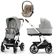 Коляска Cybex Talos S Lux SLV complete Cloud T Cozy Beige Plus 3 в 1 Stone Grey с дождевиками