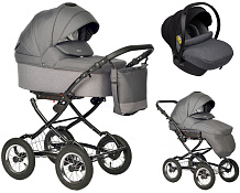 Детская коляска Indigo Barbara 21 Classic 3 в 1 с автокреслом Avionaut Cosmo Grey Ba05 т.серый