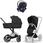 Коляска Cybex Priam V Rosegold Style Aton B2 Bay Blue 3 в 1 Sepia Black