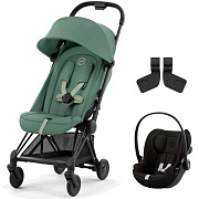 Коляска Cybex Coya Matt Black Frame Cloud G i-Size Magic Black 2 в 1 Leaf Green с дождевиком