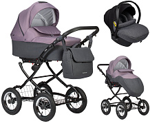 Детская коляска Indigo Charlotte Sity Classic 12 3 в 1 с автокреслом Avionaut Cosmo Grey Cs03 т.серый/фиолетовый