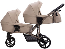 Детская коляска для двойни Bebetto 42 Pro 3 в 1 22 бежевый/бежевая рама