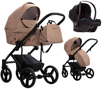 Детская коляска Bebetto Magnum Light SE 3 в 1 с автокреслом Avionaut Cosmo 06 т.бежевый, черная рама