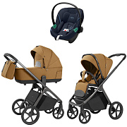 Коляска Carrello Vector 2025 CRL-6551 и автокресло Cybex Aton S2 Ocean Blue 3 в 1 Golden Beige