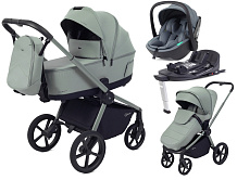 Детская коляска Rant Flex Therm Soft 4 в 1 с автокреслом Miro Graphite и базой Forest Green