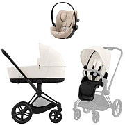 Коляска Cybex Priam IV Matt Black complete Cloud G3 Almond Beige 3 в 1 Off White