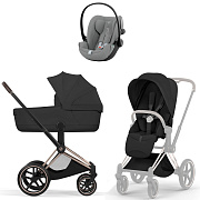 Коляска Cybex Priam V Rosegold Style Cloud G3 Stone Grey Plus 3 в 1 Sepia Black