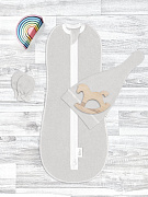 Комплект для новорождённого Mjolk Песочный серый пеленальный кокон, шапочка, антицарапки 56