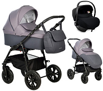 Детская коляска Indigo Charlotte Sity 3 в 1 с автокреслом Avionaut Cosmo Cs 03 т.серый+фиолетовый