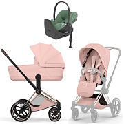 Коляска Cybex Priam V Rosegold Style Cloud T Leaf Green Plus Base T 4 в 1 Peach Pink