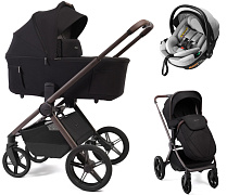 Детская коляска Peppy Soho 3 в 1 с автокреслом Welldon Crown 2 Grey Black (черный) рама шоколад