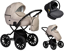Детская коляска Indigo Mio Eco Plus 14 3 в 1 с автокреслом Avionaut Cosmo Grey 02 св.бежевая кожа