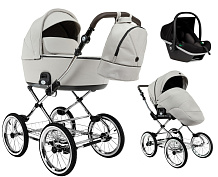 Детская коляска Roan Bass Next Classic d14 2.0 3 в 1 с автокреслом Tutis Elo Black BSNC/94/2 Marzipan/Black/руч.Cappuccino