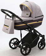 Детская коляска Adamex Rimini 3 в 1 RI14-LUX СЕРО-РОЗОВ+СЛИВОВ.КОЖА+ЗОЛОТО.ОТДЕЛКА
